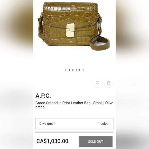 APC Small Grace Bag croc embossed leather in olive green - Picture 16 of 16
